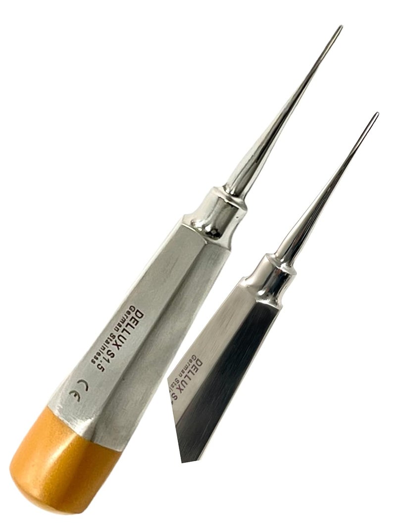 artlab -Dental Luxating Elevator Dental Root Elevators Straight Curved Tip-Periotome Luxating Elevator Apical Root Dental Elavators Extracting Extraction (Elevator STR 1.5MM Gold) - Image 1